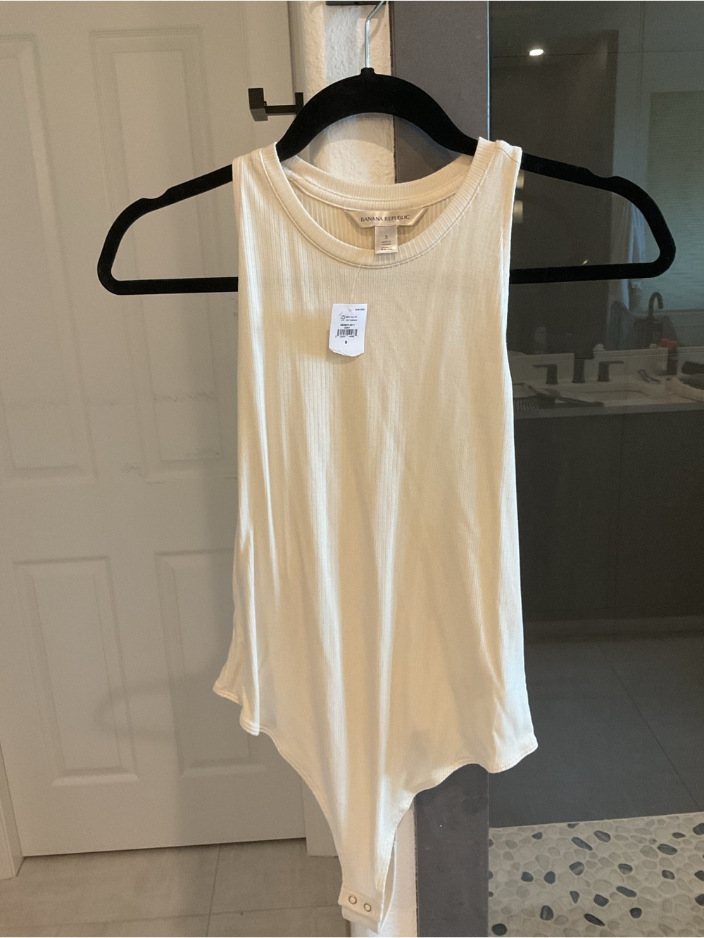 Banana Republic Ivory Ribbed Tank Bodysuit